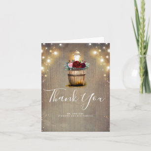 Lantern Rustic Country Wedding Thank You Card