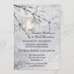 Lantern Snow Winter Post Wedding Party Invitation