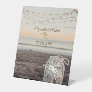 Lantern,String Lights,Flowers,Beach Pedestal Sign