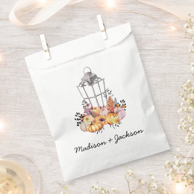 Lantern Watercolor Autumn Personalised Favour Bags (Clipped)