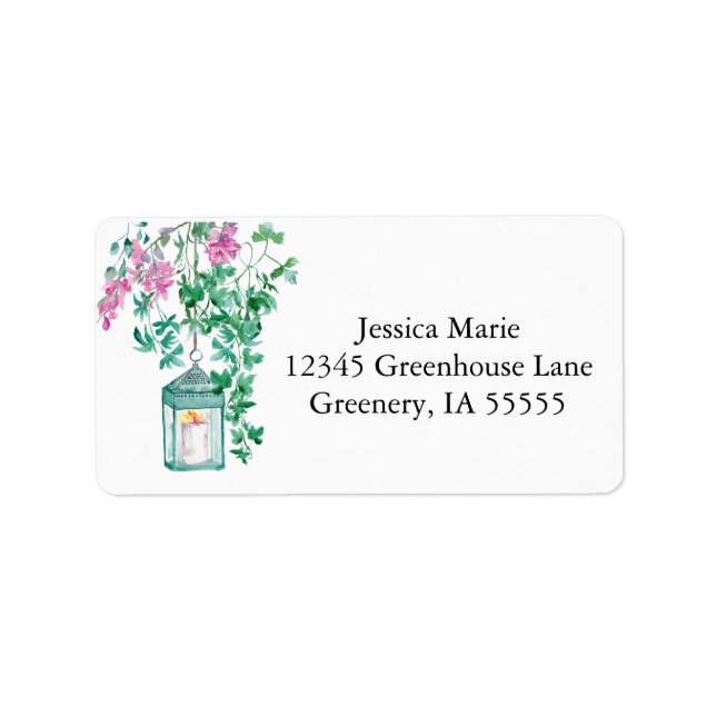 Lantern With Candle and  Botanicals Return Address Label (Front)