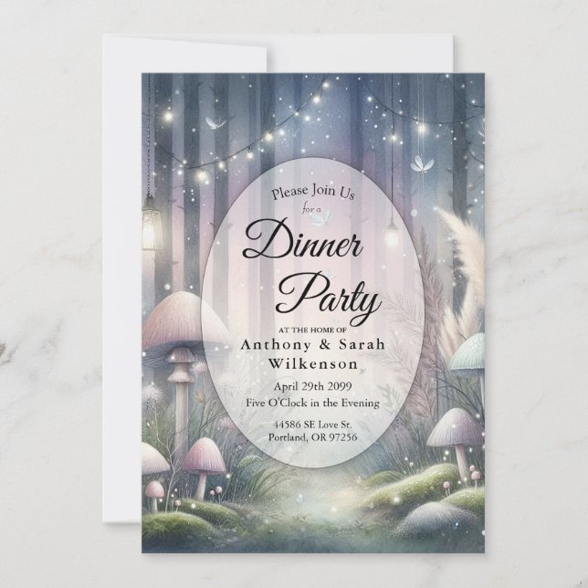 Lanternlight Dreams Enchanted Forest Dinner Party Invitation (Front)