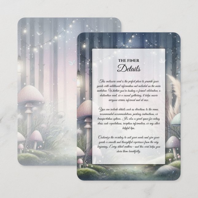 Lanternlight Dreams Enchanted Forest Wedding Enclosure Card (Front/Back)