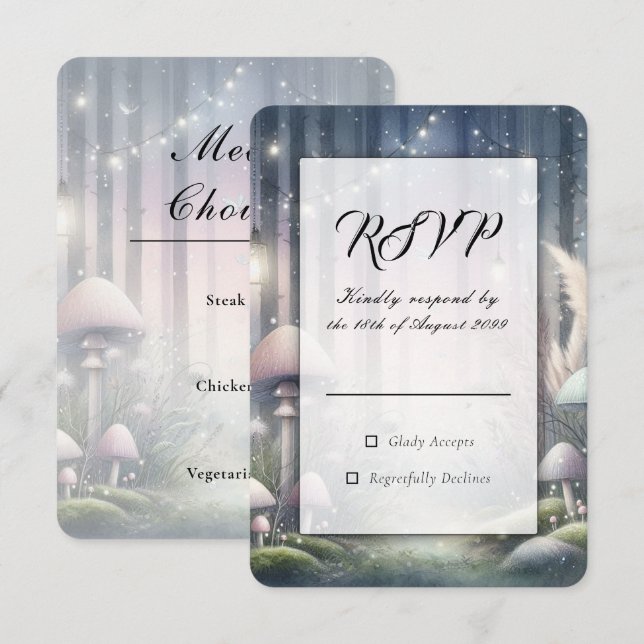 Lanternlight Dreams Enchanted Forest Wedding RSVP Card (Front/Back)