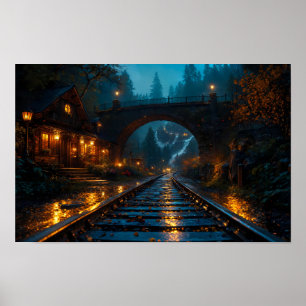 Lanternlit Tracks Through Twilight Poster