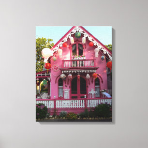 Lanterns and Pink Gingerbread - Martha's Vineyard Canvas Print