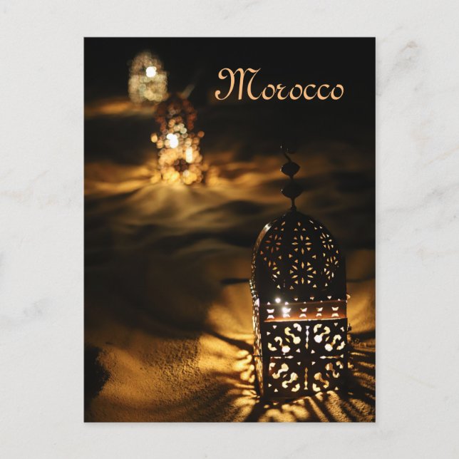 Lanterns glowing in the Moroccan desert night. Postcard (Front)
