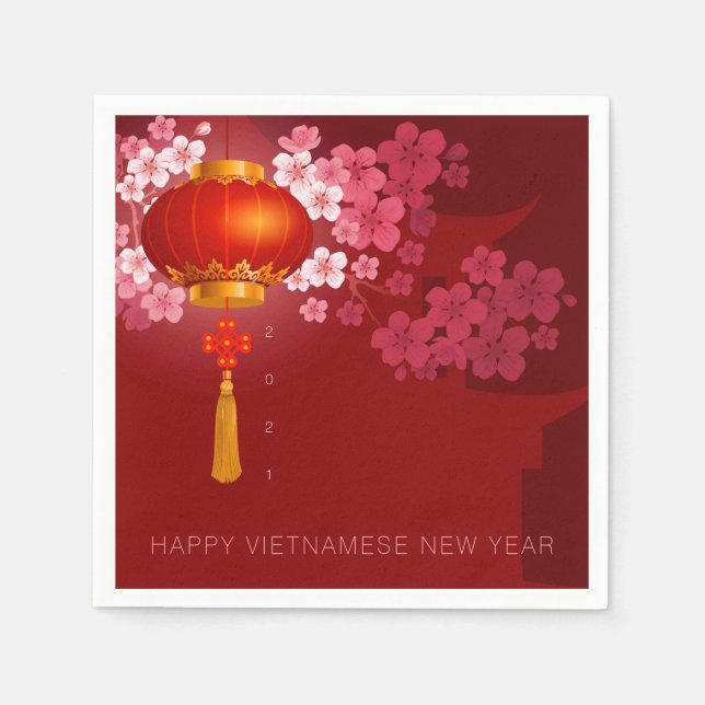 Lanterns Hao Dao Happy Vietnamese New Year PPN Napkin (Front)