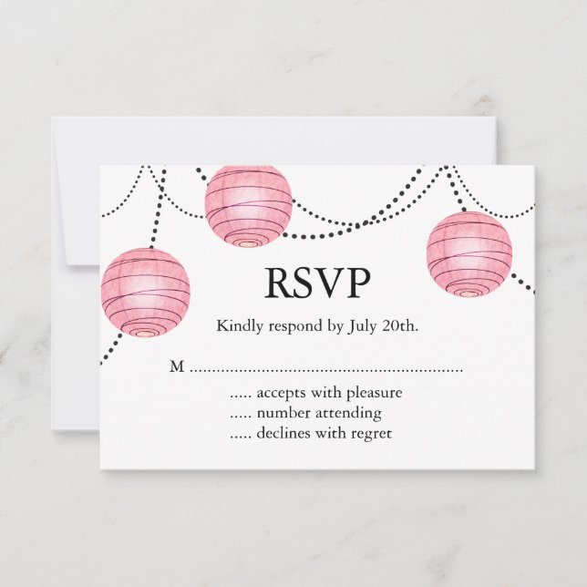 Lanterns in Pink RSVP Card (Front)