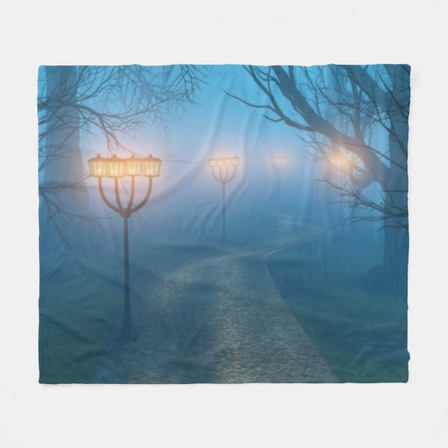 Lanterns in the Fog Fleece Blanket (Front (Horizontal))