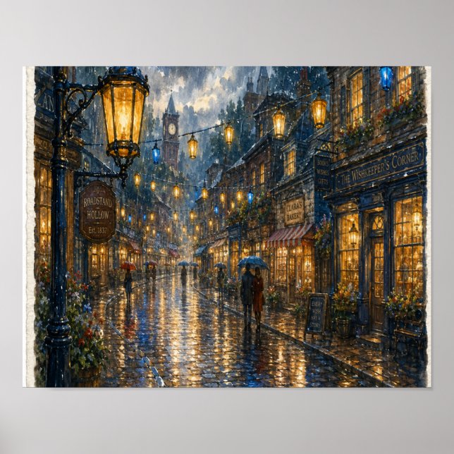 Lanterns in the Rain, Plate RH-WC-005 Poster (Front)
