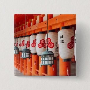 Lanterns inside Itsukushima Shrine 15 Cm Square Badge