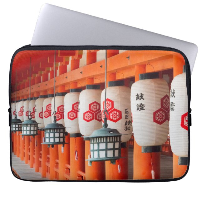 Lanterns inside Itsukushima Shrine Laptop Sleeve (Front)