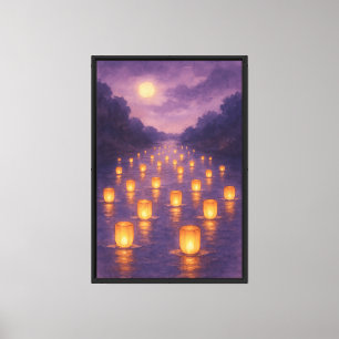 Lanterns on a Tranquil River Canvas Print