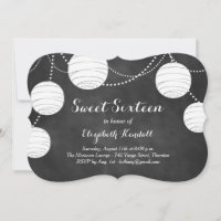 Lanterns on Chalk Sweet Sixteen Invitation