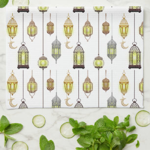 Lanterns Ramadan Mubarak Oriental Arabian Muslim Tea Towel