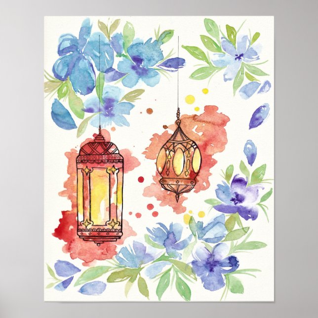 Lanterns watercolour art poster (Front)