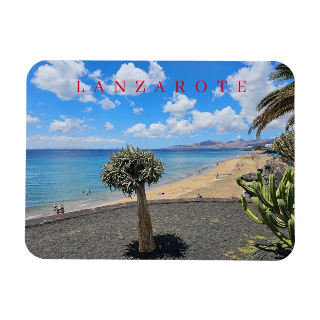 Lanzarote beach and clouds view magnet (Horizontal)