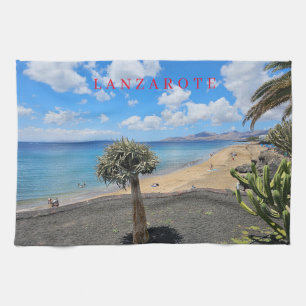 Lanzarote beach view tea towel