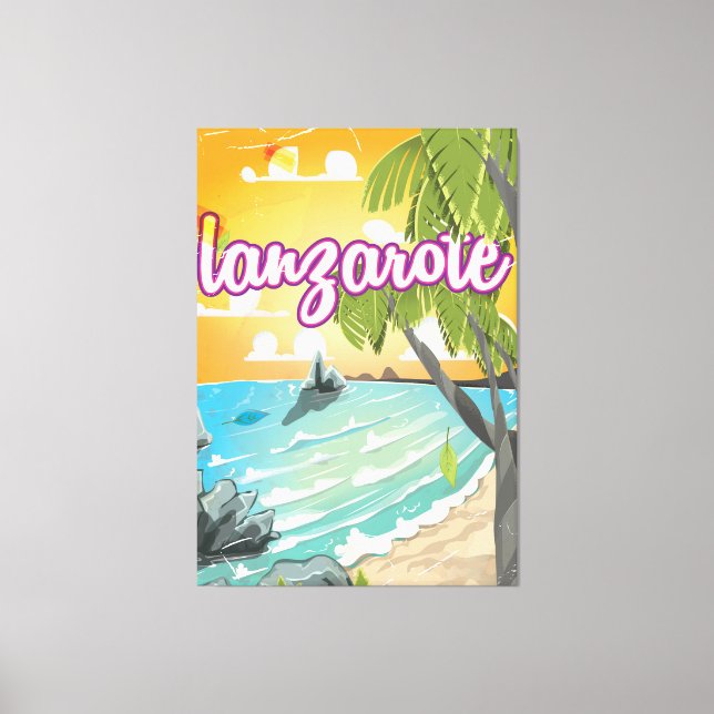 lanzarote vintage travel poster cartoon canvas print (Front)