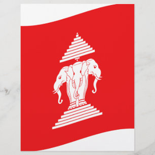 Lao Erawan Three Headed Elephant Flag Wave