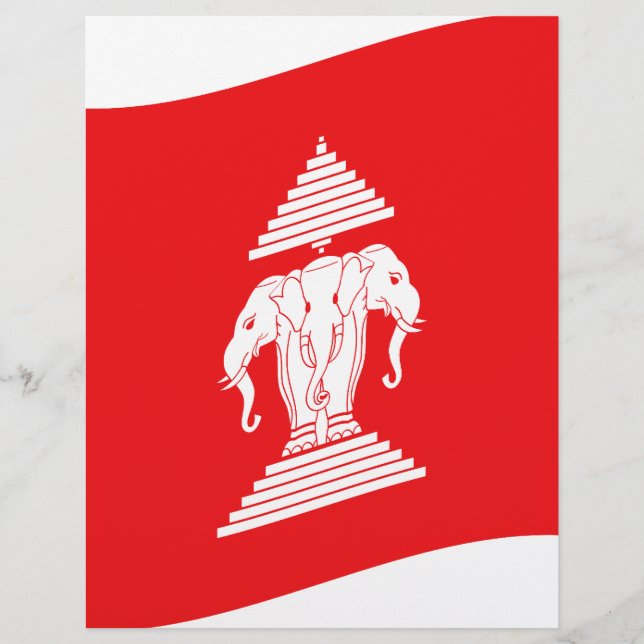 Lao Erawan Three Headed Elephant Flag Wave (Front)