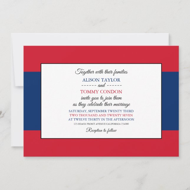 Lao Flag, Flag of Laos Wedding Invitation (Front)