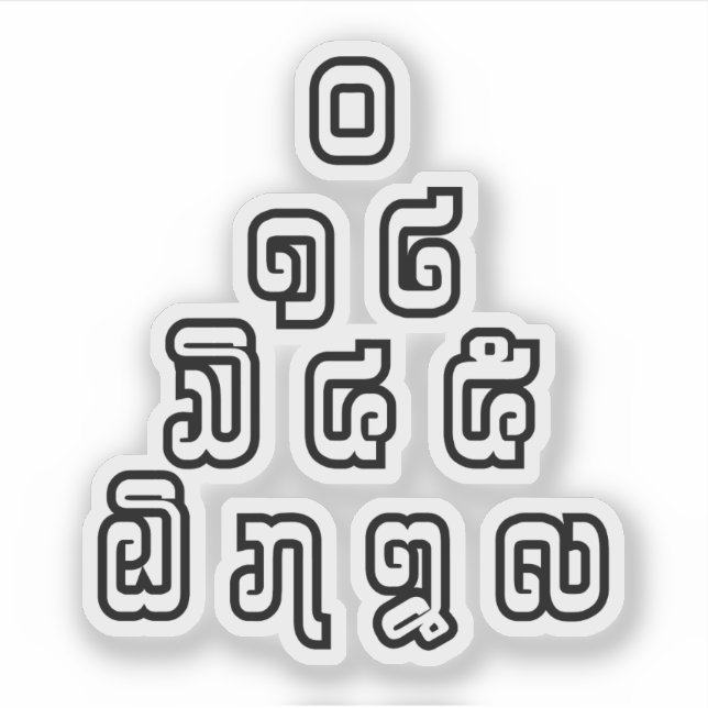 Lao / Laos Numbers Pyramid Laotian Language Script (Front)