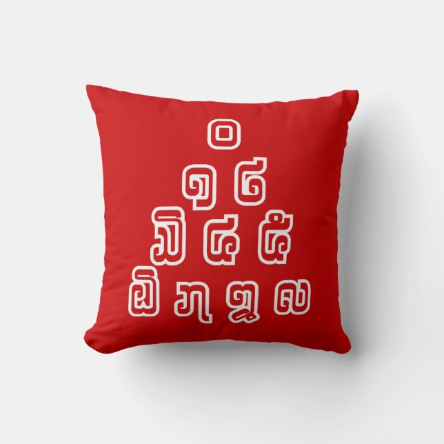 Lao / Laos Numbers Pyramid Laotian Language Script Cushion (Front)