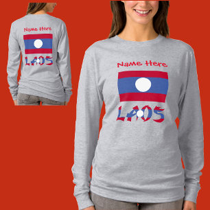 Laos and Laotian Flag Red Personalisation  T-Shirt