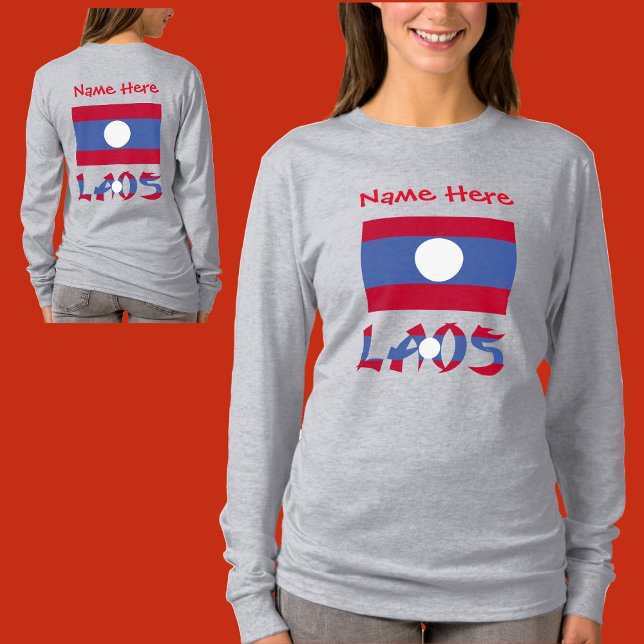 Laos and Laotian Flag Red Personalisation  T-Shirt (Creator Uploaded)