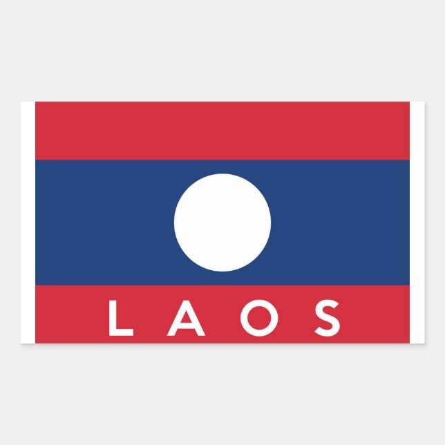 Laos country flag symbol name text rectangular sticker (Front)