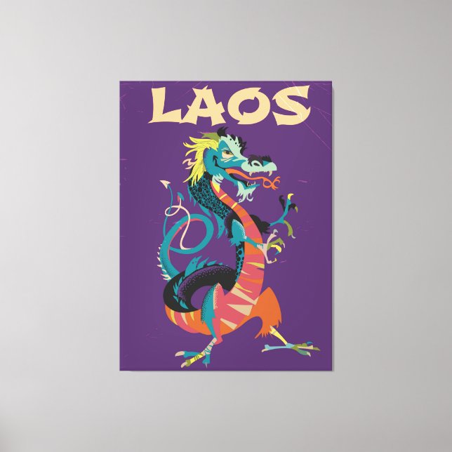 Laos Dragon vintage style travel poster Canvas Print (Front)