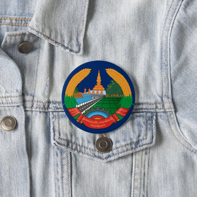 laos emblem 7.5 cm round badge (In Situ)