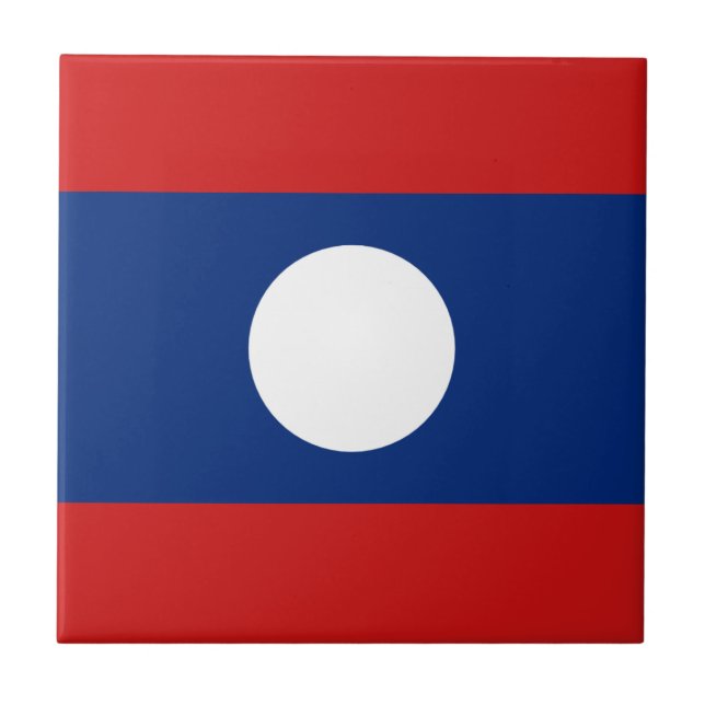 Laos Flag Ceramic Tile (Front)