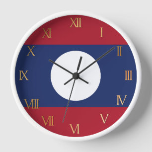 Laos flag clock