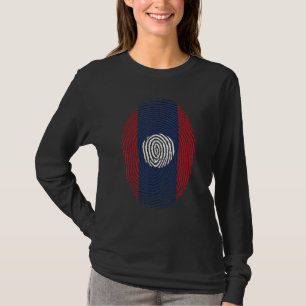 Laos Flag Dna Fingerprint Men Women Kids T-Shirt