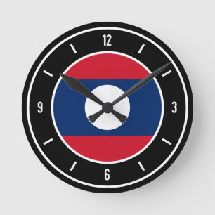 Laos Flag Elegant Round Clock