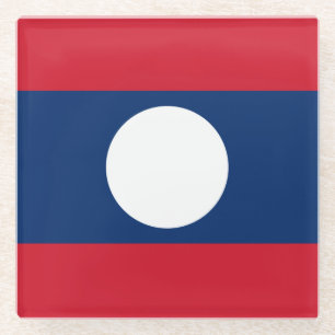 Laos Flag Glass Coaster