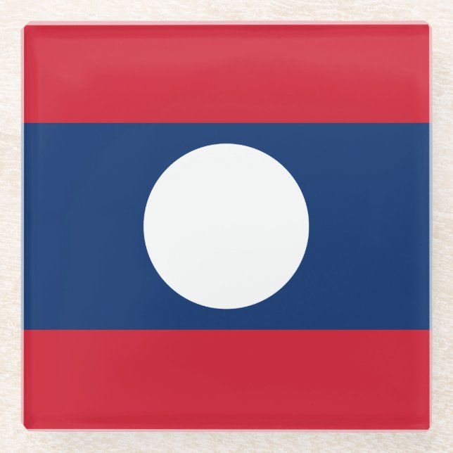 Laos Flag Glass Coaster (Front)