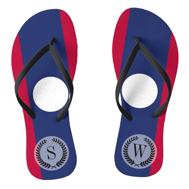 Laos Flag Jandals (Footbed)