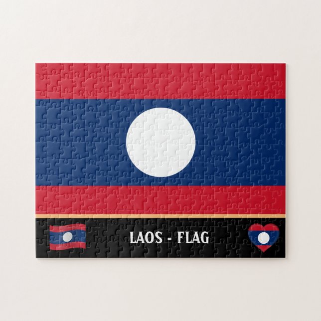 Laos Flag & Laos country / Laos Jigsaw Puzzle (Horizontal)