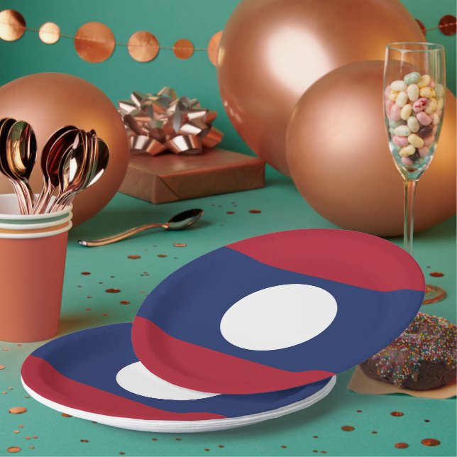 Laos flag paper plate (Multi)