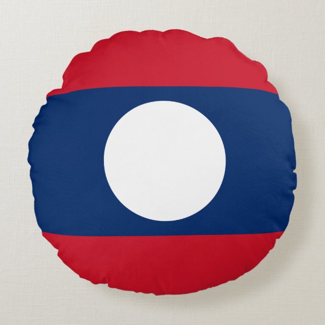 Laos Flag Round Cushion (Front)