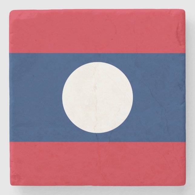Laos Flag Stone Coaster (Front)