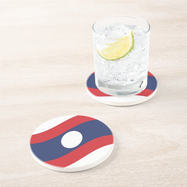 Laos Flag Wave Coaster (Side)