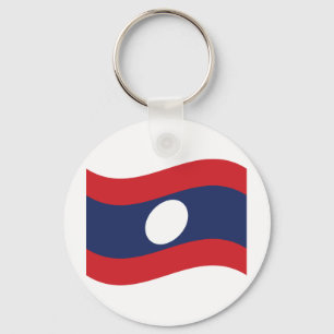 Laos Flag Wave Key Ring