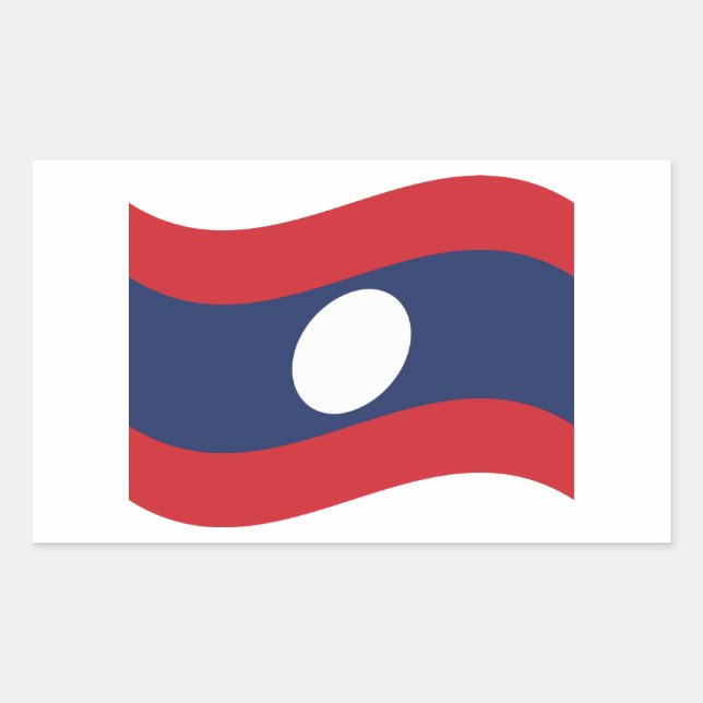 Laos Flag Wave Rectangular Sticker (Front)