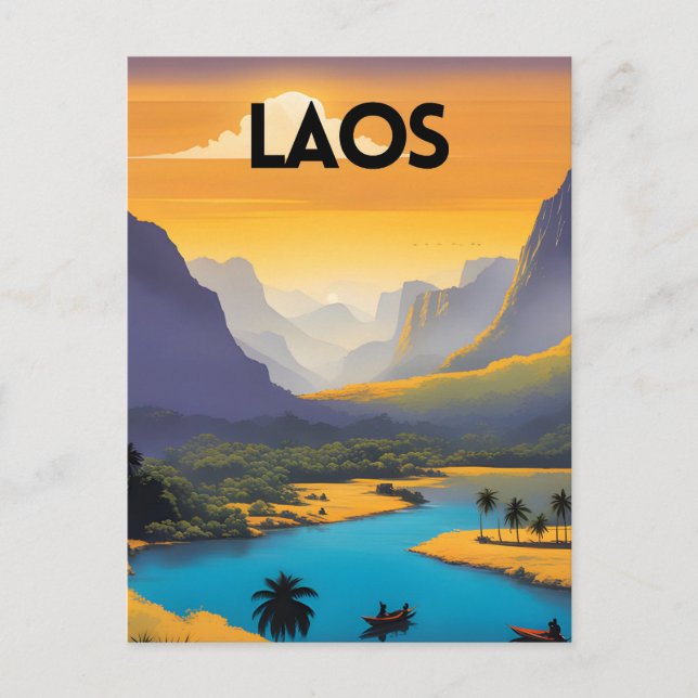 Laos Landscape Travel Art Postcard (Front)