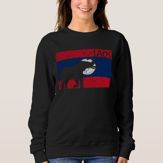 Laos Lao Laotian Proud Wild Elephants Former Natio Sweatshirt (Front)